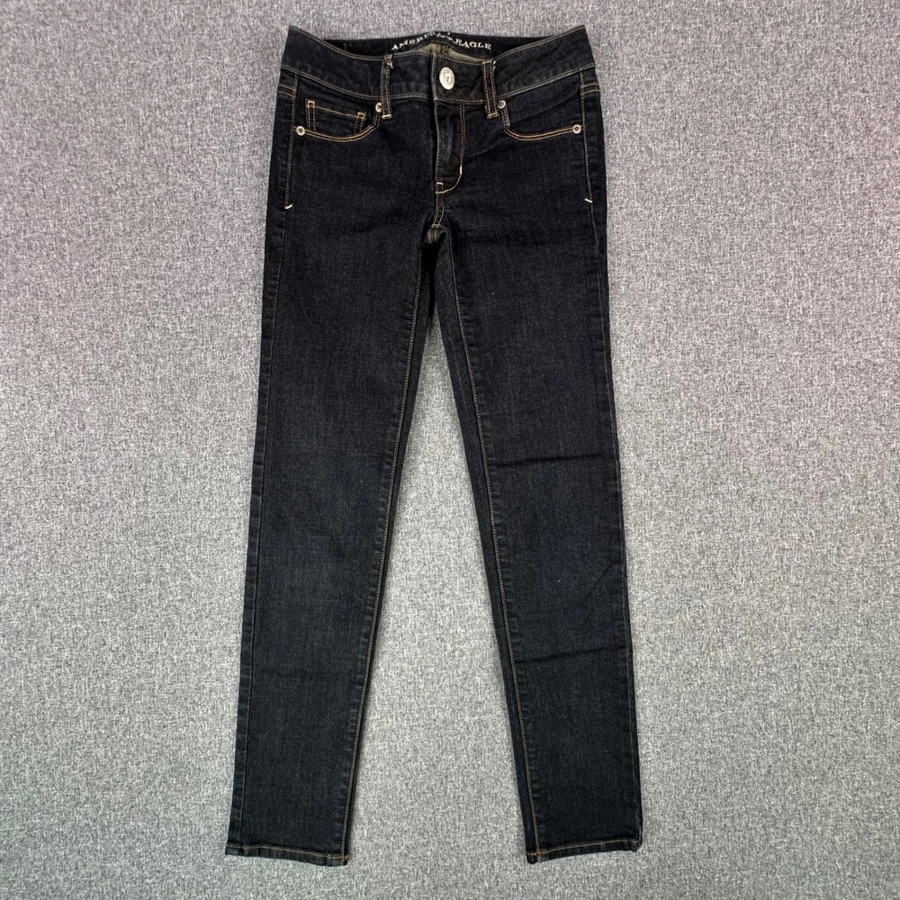 American Eagle Jeans Womens 0 Skinny Super Stretch Dark Wash Low Rise Denim